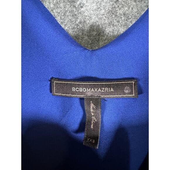 BCBG Maxazria Dress Women XXS Royal Blue Chiffon Sleeveless High Low Vacation - Picture 2 of 7